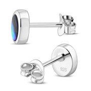 6pairs, Abalone Oval Silver Stud Earrings, e345